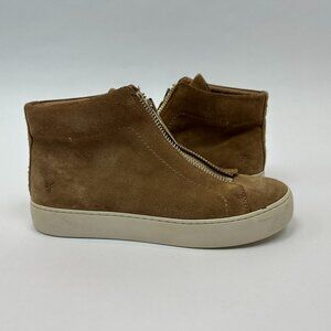 Frye Women's Lena Zip Up Suede High Top Sneakers - TAN - Women's 7.5